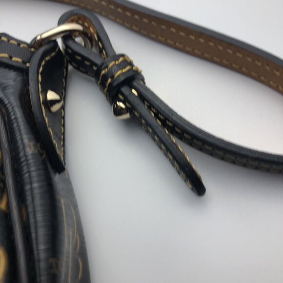 DOONEY & BOURKE 1975 Signature Purse DB Handbag black and gold with red lining - Picture 4 of 13